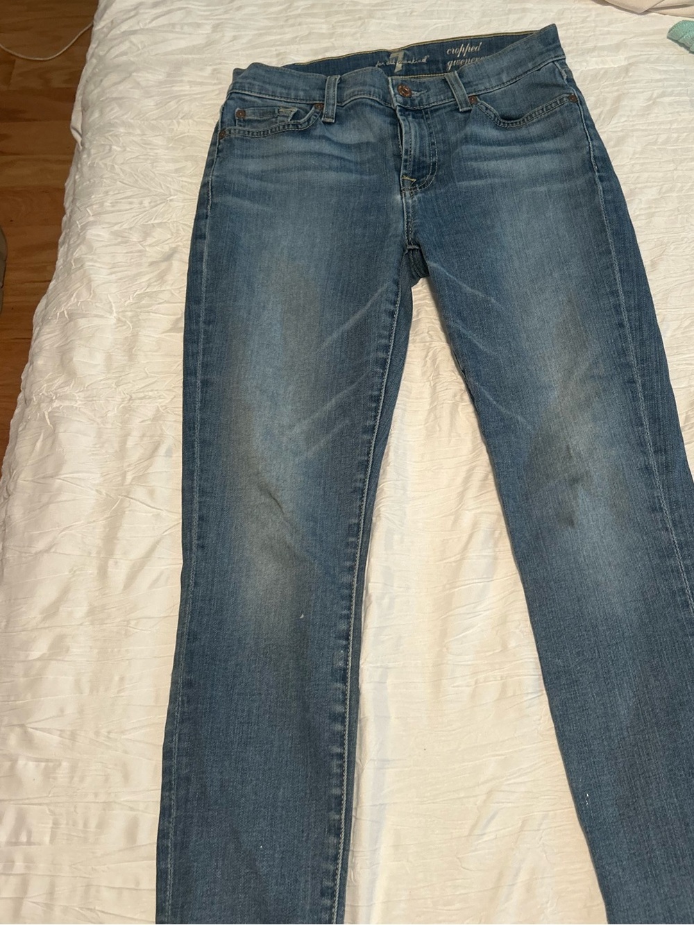 7 For All Mankind Straight Leg Blue Denim Jeans